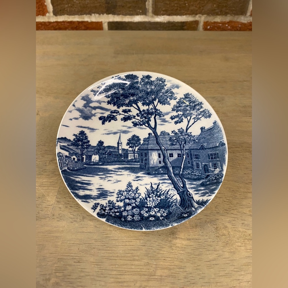 VTG Blue‎ And White English Village Transferware Lunch Plate 5 3/4" Japan